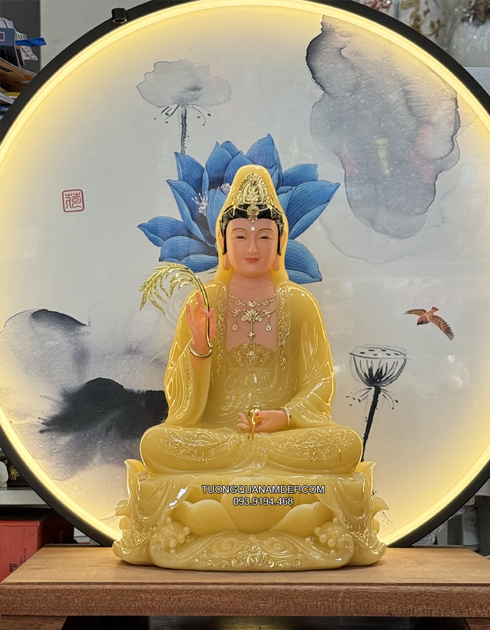 Tượng Quan Âm Vàng Ngọc Thạch Anh QA-015