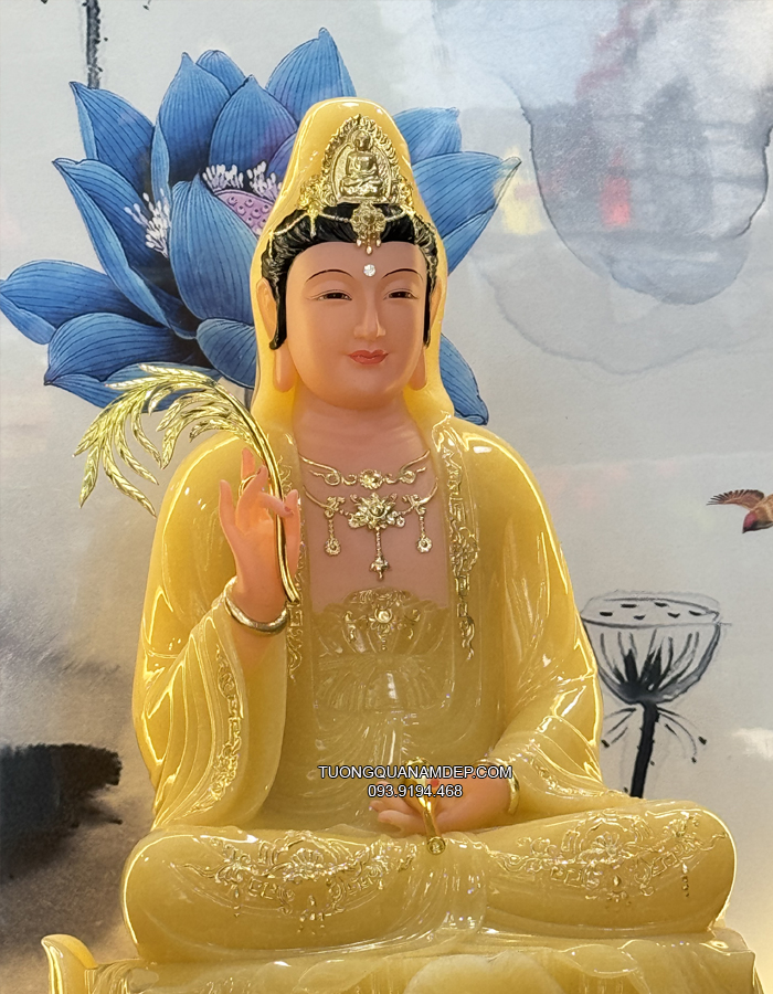 Tượng Quan Âm Vàng Ngọc Thạch Anh QA-015