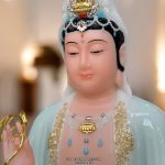 Tượng Phật Bà Quan Âm Áo Rủ Xanh Ngọc đẹp QA-006