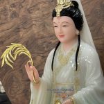 tượng Phật Bà Quan Âm xanh ngọc viền vàng đẹp