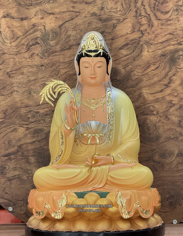 Tượng Quan Âm bằng composite đẹp màu vàng