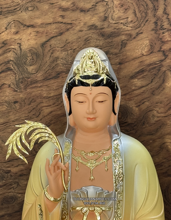 Tượng Quan Âm bằng composite đẹp màu vàng