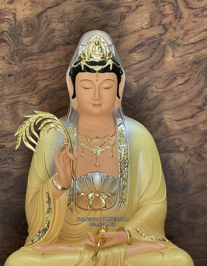 Tượng Quan Âm bằng composite đẹp màu vàng