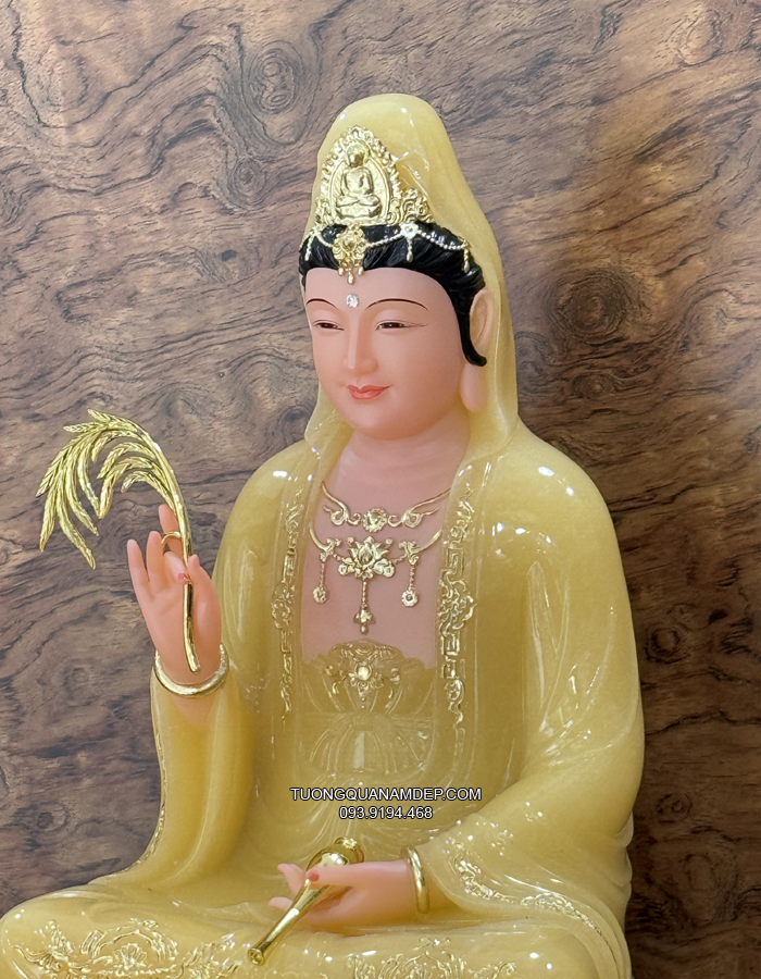 Tượng Quan Âm Vàng Ngọc Thạch Anh QA-015