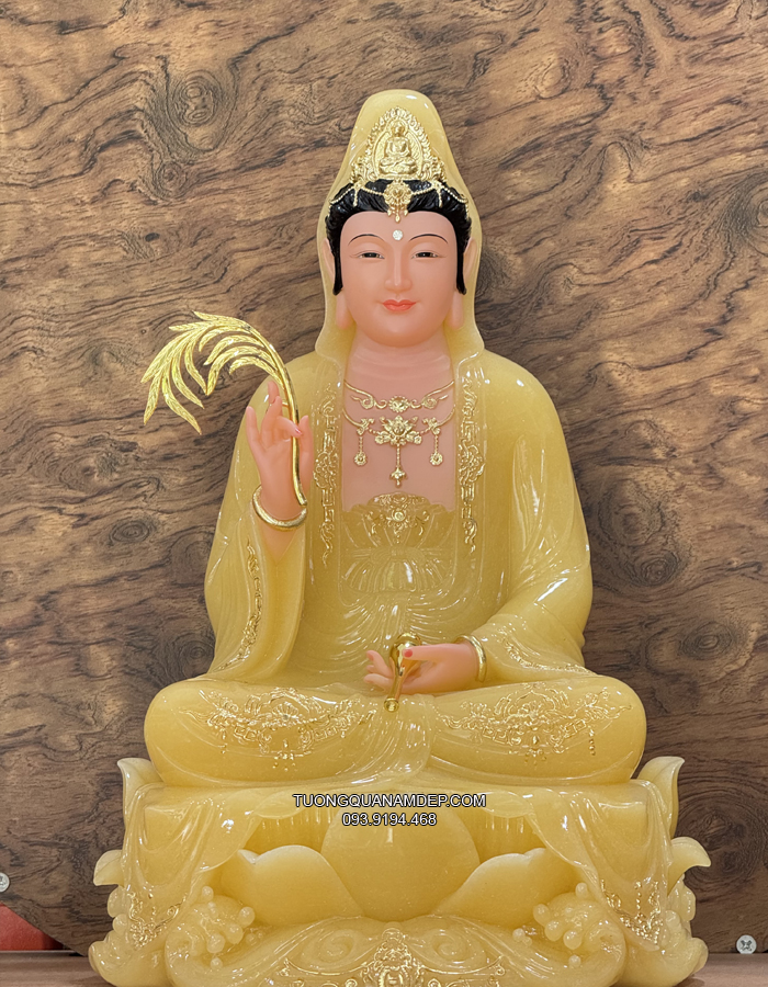 Tượng Quan Âm Vàng Ngọc Thạch Anh QA-015