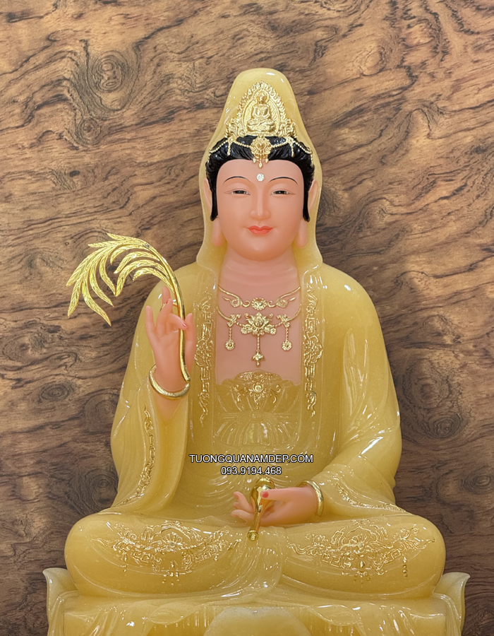 Tượng Quan Âm Vàng Ngọc Thạch Anh QA-015