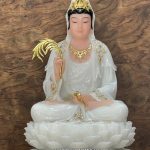 Tượng Quan Âm Trắng Đế Sen nhiều tầng
