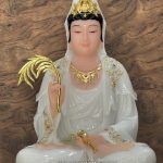 Tượng Quan Âm Trắng Đế Sen nhiều tầng